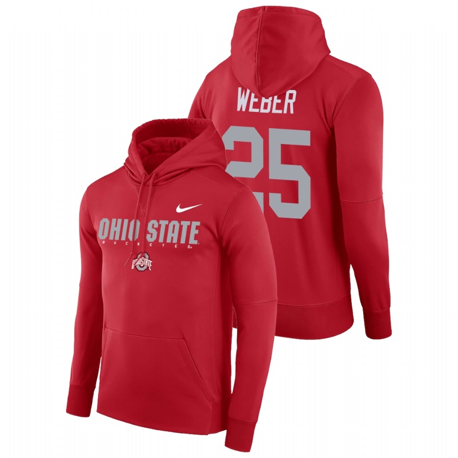 Ohio State Buckeyes Men's NCAA Mike Weber #25 Scarlet Facility Performance Pullover College Football Hoodie PFZ1849PG